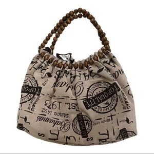 Bahamas wooden handle beach tote NWOT